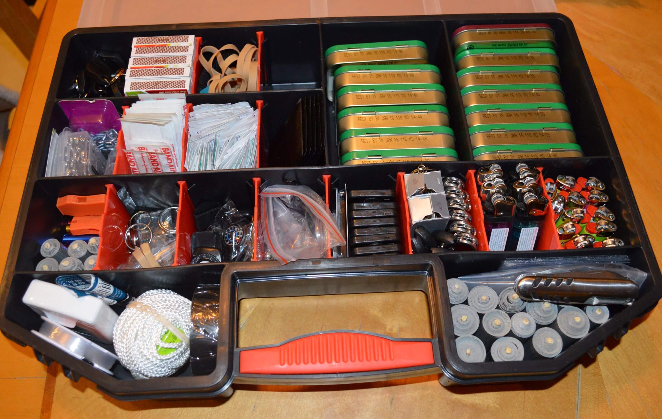 Container with all items for kit