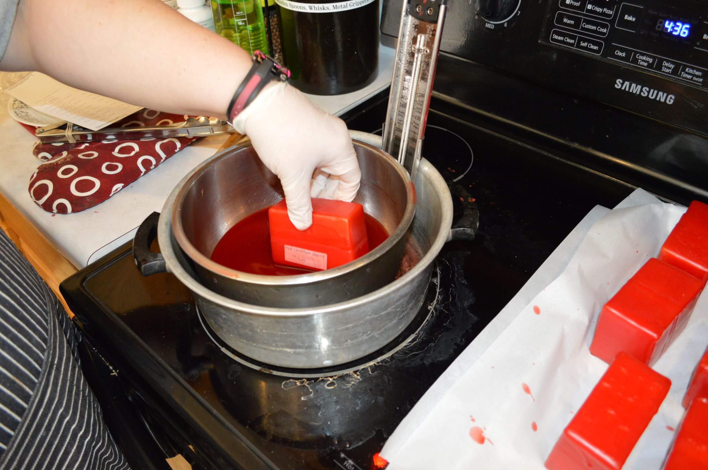 Dipping cheese with label in wax